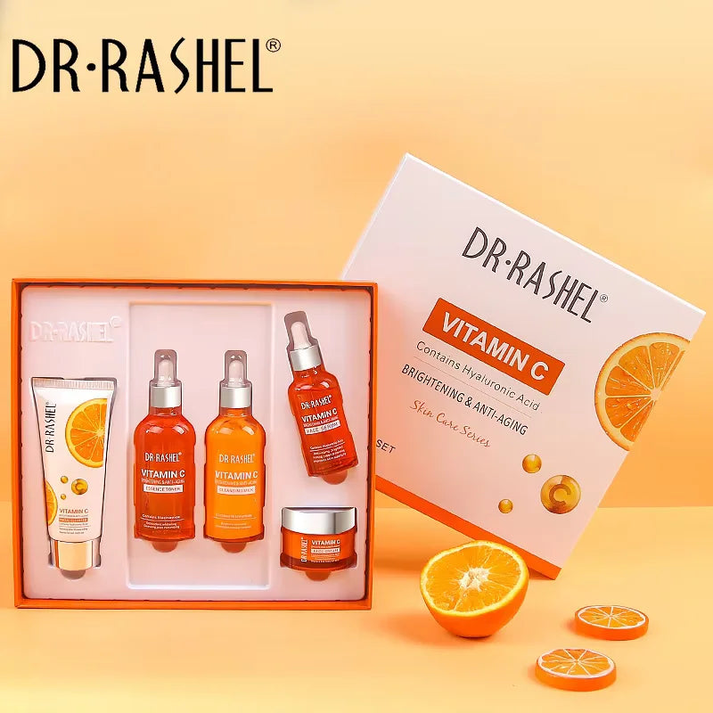 VC Facial Skin Care Set Cleanser Essence Moisturizing Cream Tender Skin Lotion Brightening Skin Tone