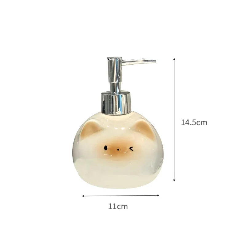 Ceramic Siamese Cat Hand Sanitizer Press Bottle Toilet Shampoo Shower Gel Packaging Bottle Dispenser for Liquid Soap