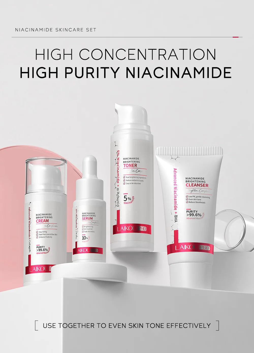 Niacinamide Skin Care Set Oil Control Anti-Wrinkle Aging Fine Lines Serum Whitening cream Repair Face Nourish Toner 4 Set box