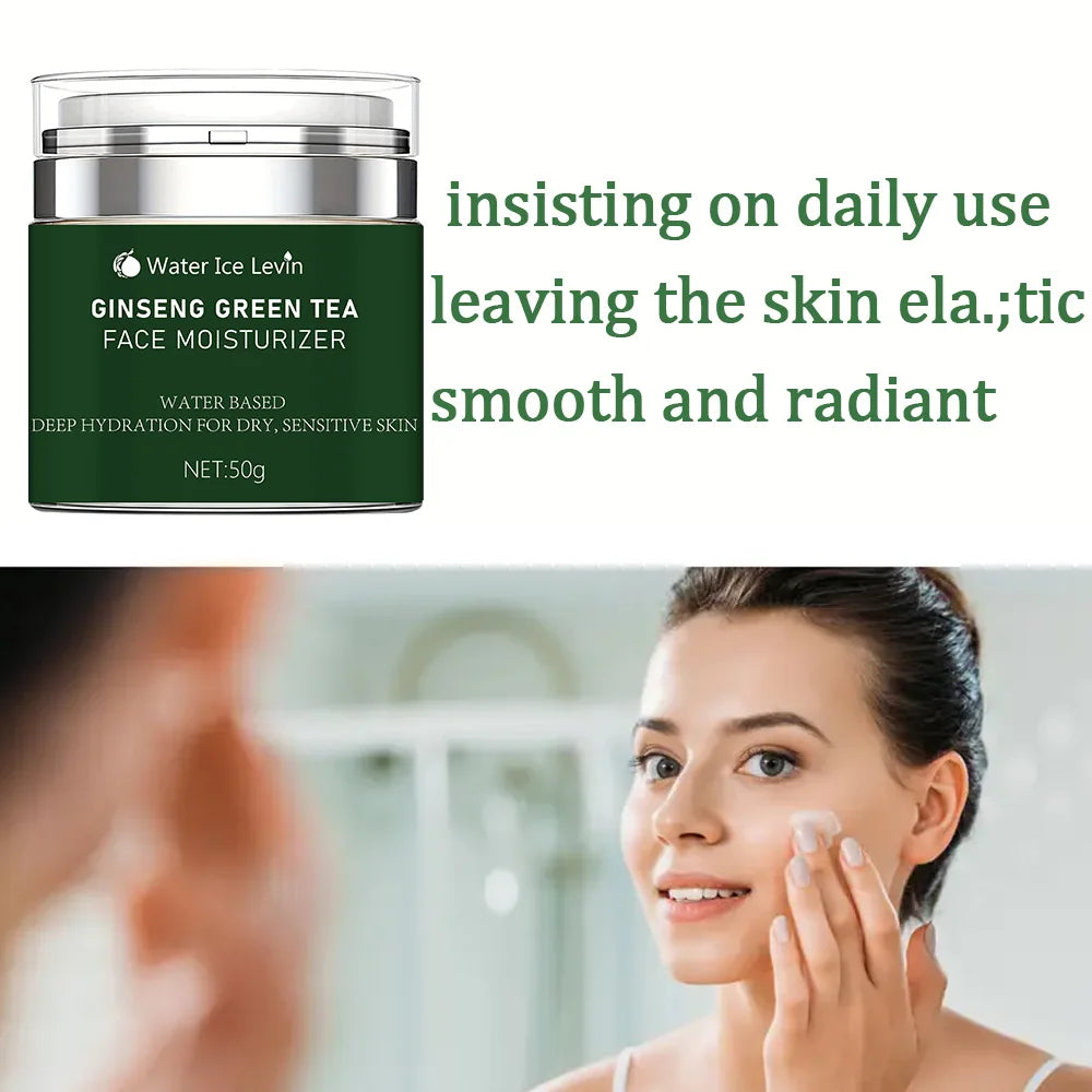 Ginseng Green Tea Facial Cream Moisturizing Containing Ginseng Extract Aloe Vera Leaf Juice for Dry Skin Care Suitable for All Skin Types