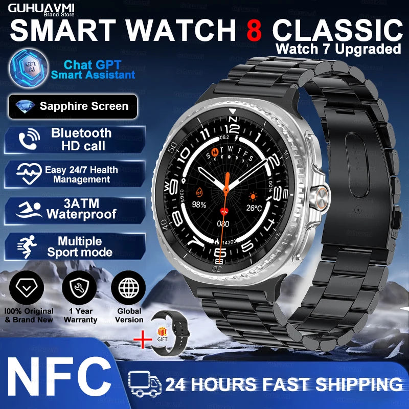 NEW Health monitoring Smart Watch 46mm1.43inch AMOLED Screen IP68 Waterproof Heart Rate Monitor blood pressure Sport SmartWatch