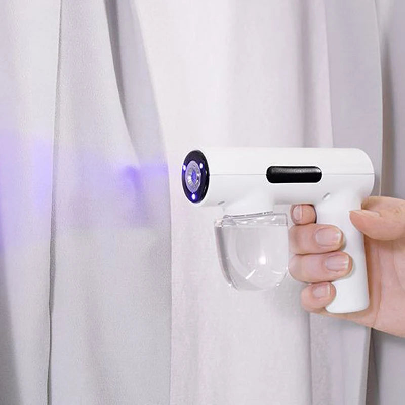 Portable Handheld Electric Humidification Spray Gun Household Travel Supplies Atomised Blue Light Rechargeable Disinfection Gun