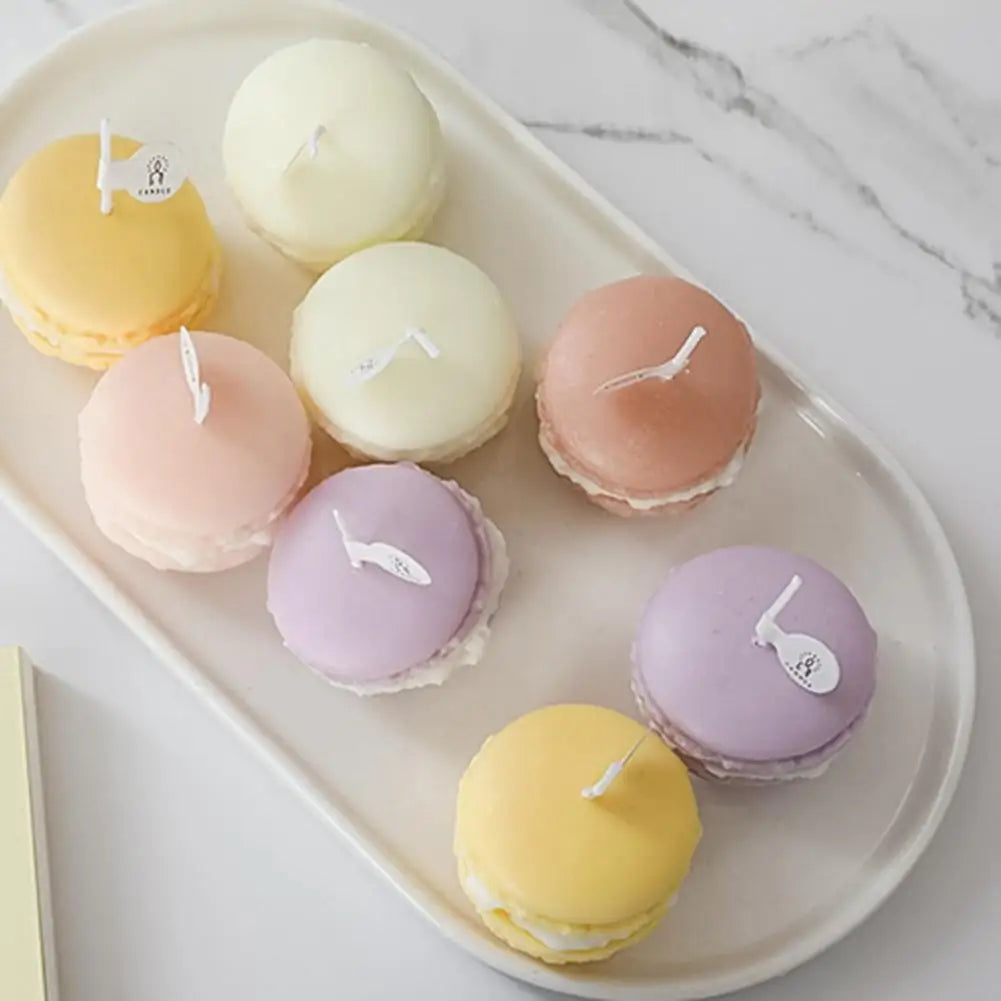 Decorative Scented Candle Nice-looking Bright Color Macaron Shape Aromatherapy Candles Shooting Props