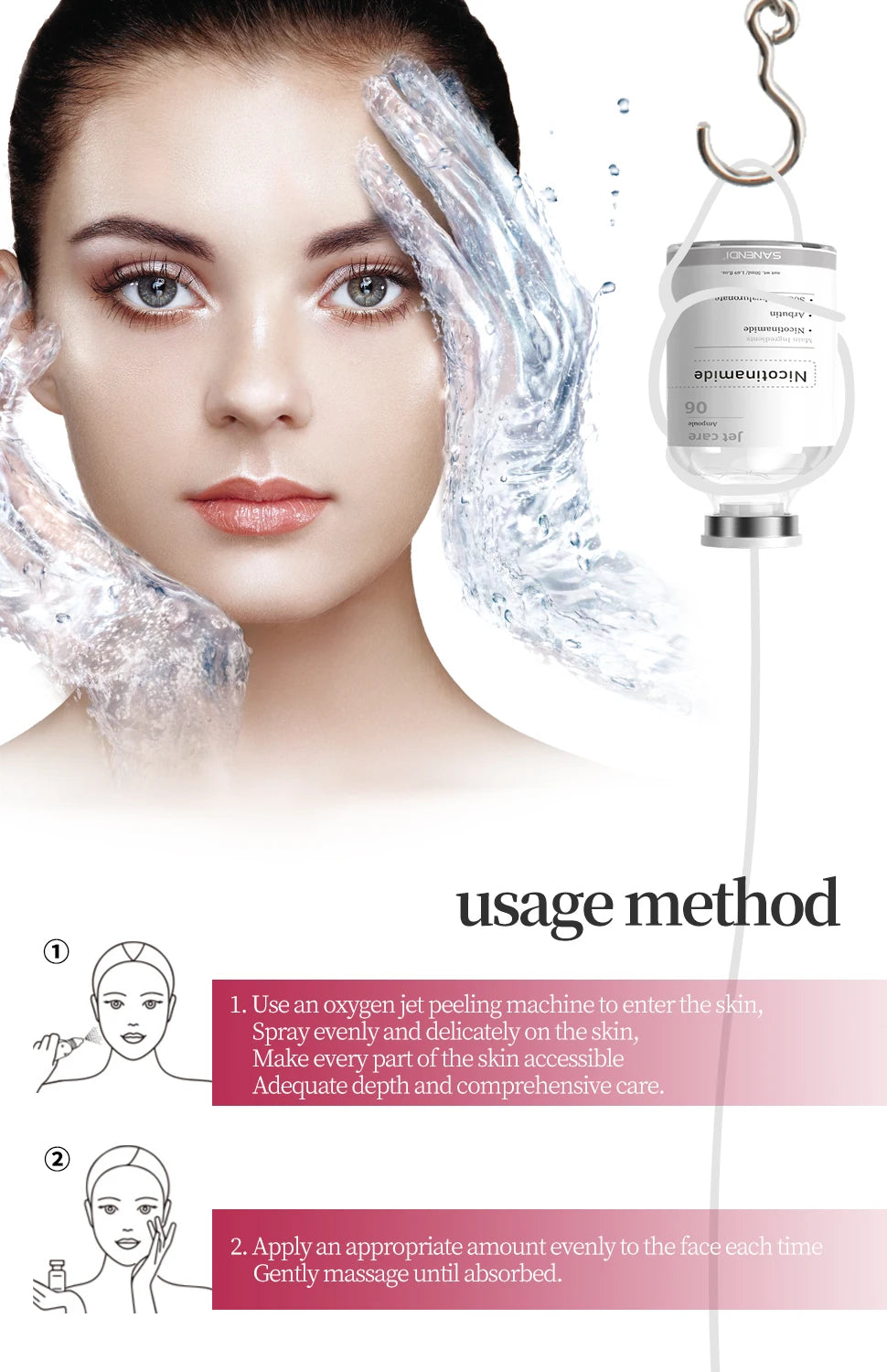 Pdrn Salmon Water Oxygen Stem Cell Serum Ampoule Spray Jet Care Peeling MoisturizingAnti-aging Skin Care