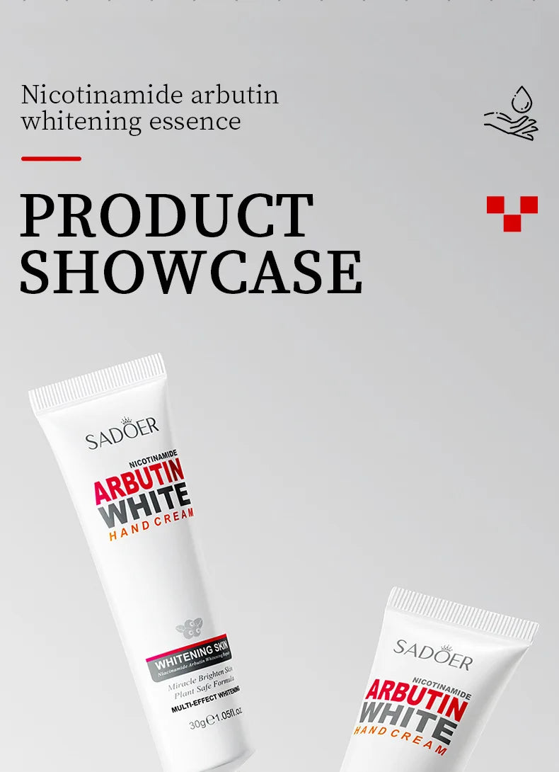 1/2pcs SADOER Niacinamide Arbutin Hand Cream Moisturizing Non Greasy Nourishing Anti Dry Crack Hydrating Hands Skin Care