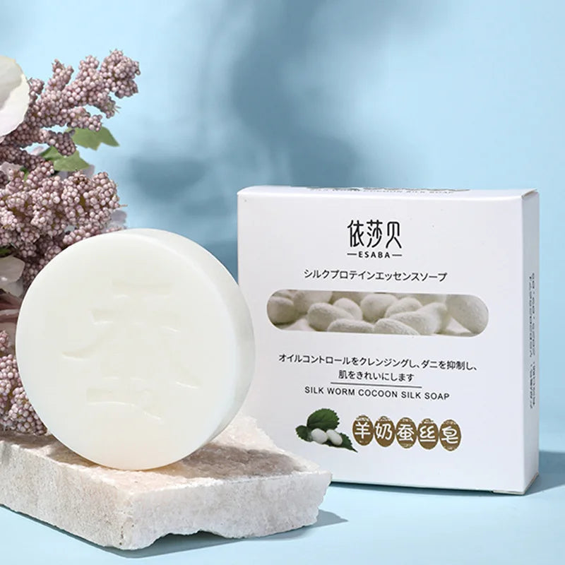 Natural Goat Milk Silk Protein Handmade Soap 60g Moisturizing Skin Care Cleansing Facial Soap Face Cleaner Body Wash