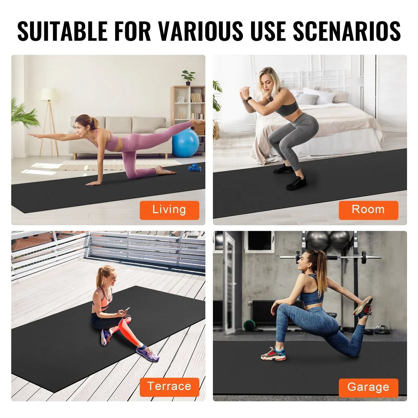 Exercise Mat, Non Slip High Density Premium Yoga Mat, Exercise Yoga Mat for Men Women, Fitness & Exercise Mat with Bag & Carry S