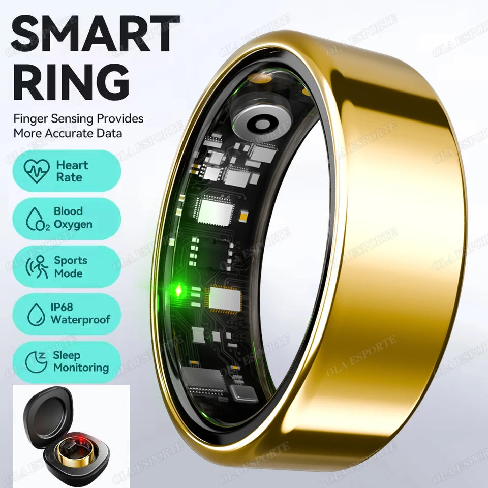 New Smart Ring Health Reminders 5ATM Waterproof Blood Oxygen Heart Rate Sleep Monitoring Sports Fashion Ring For Men Women Gift