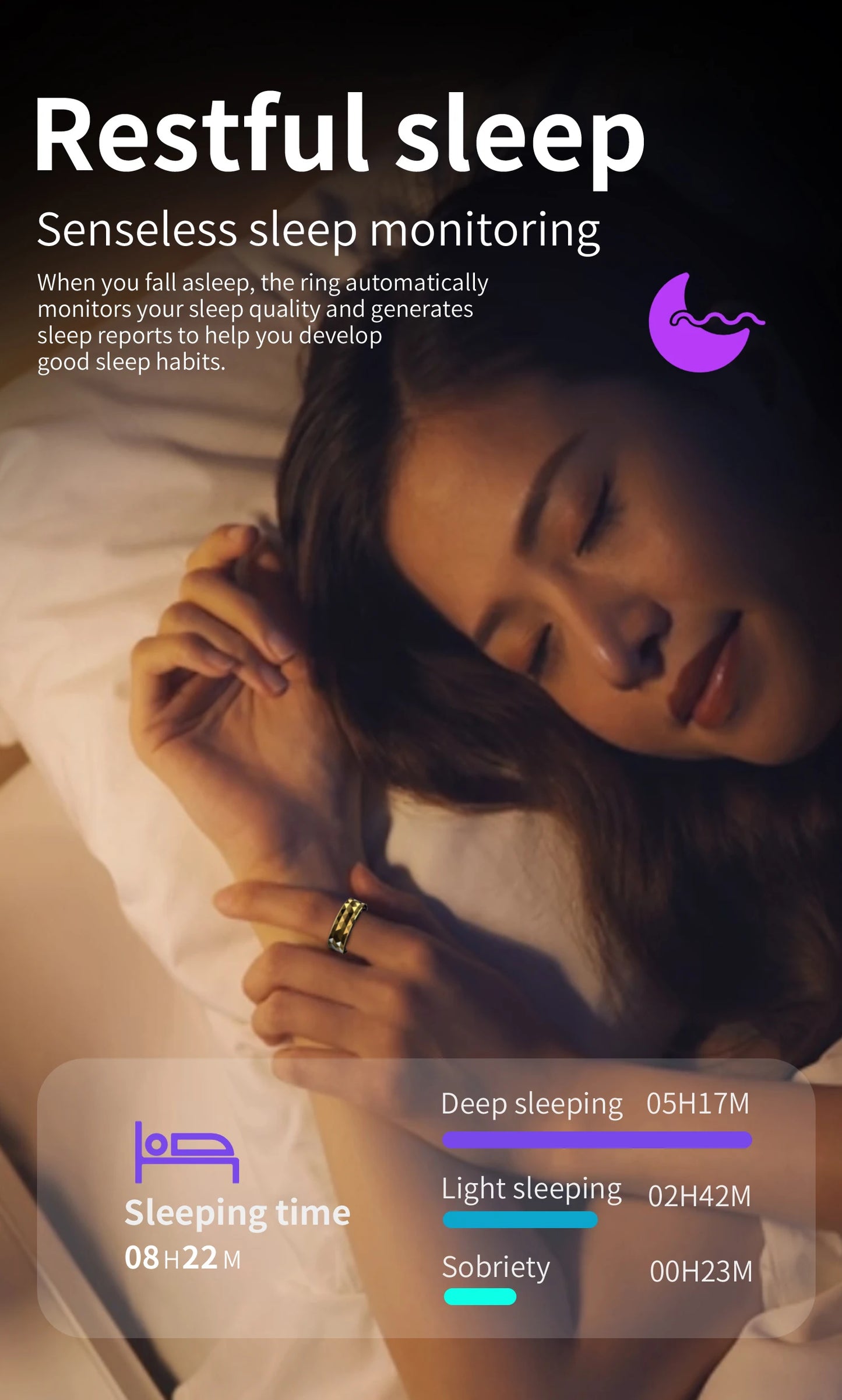Smart Ring R12M Health Sleep Heart Rate Monitoring IP68 5ATM Waterproof Step Distance Calorie Counting Multi Sport Modes For Man