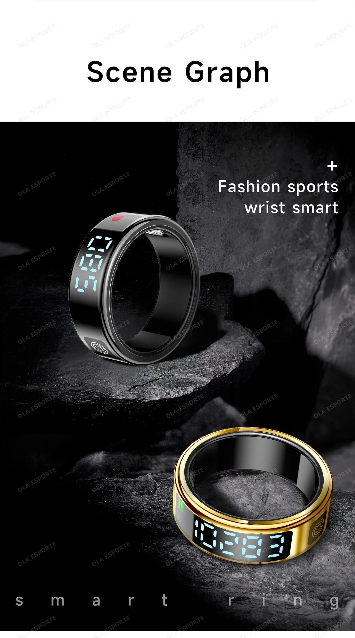 LED Display Screen Smart Ring Waterproof Health Monitoring Heart Rate&Blood Oxygen&Sleep Monitoring Remote Care Men Women Gifts