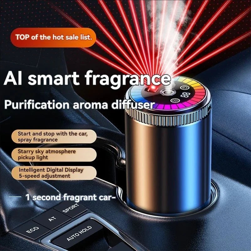 Intelligent Car Aromatherapy Machine with Tri - color Starry - sky Light Spray Aromatherapy Interior Atmosphere Light and Car Pe
