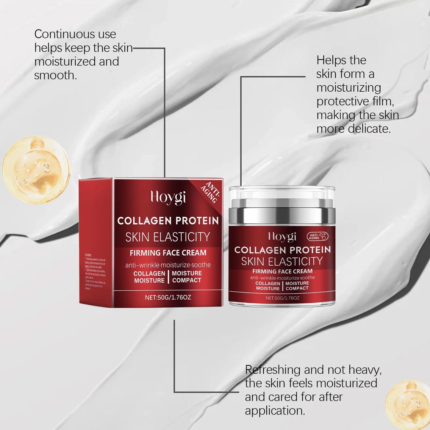 Niacinamide Collagen Face Cream for Dry Sensitive Skin Nourishing Daily Moisturizer for Women and Men Soft Smooth Hydration 50g