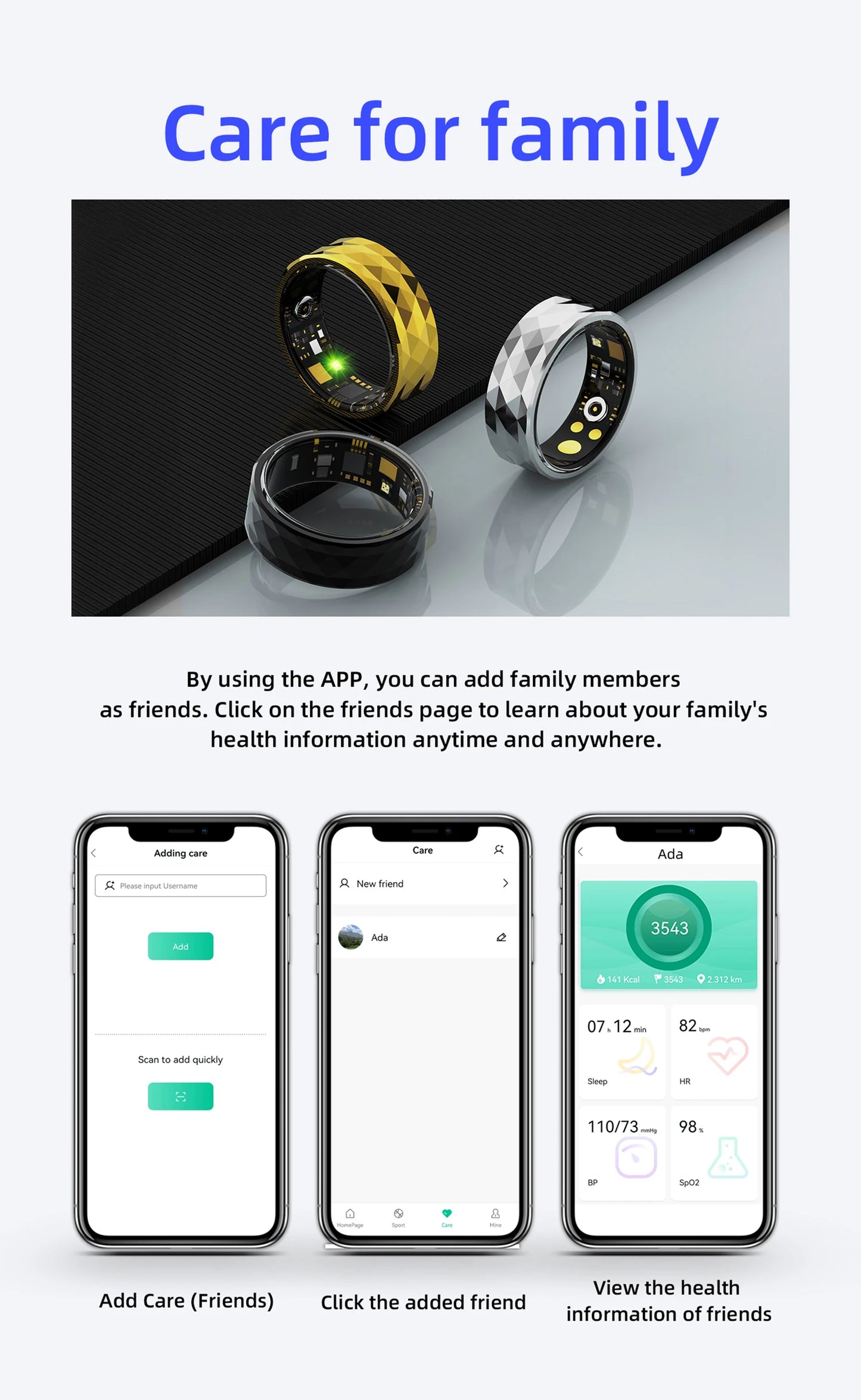 Smart Ring R12M Health Sleep Heart Rate Monitoring IP68 5ATM Waterproof Step Distance Calorie Counting Multi Sport Modes For Man
