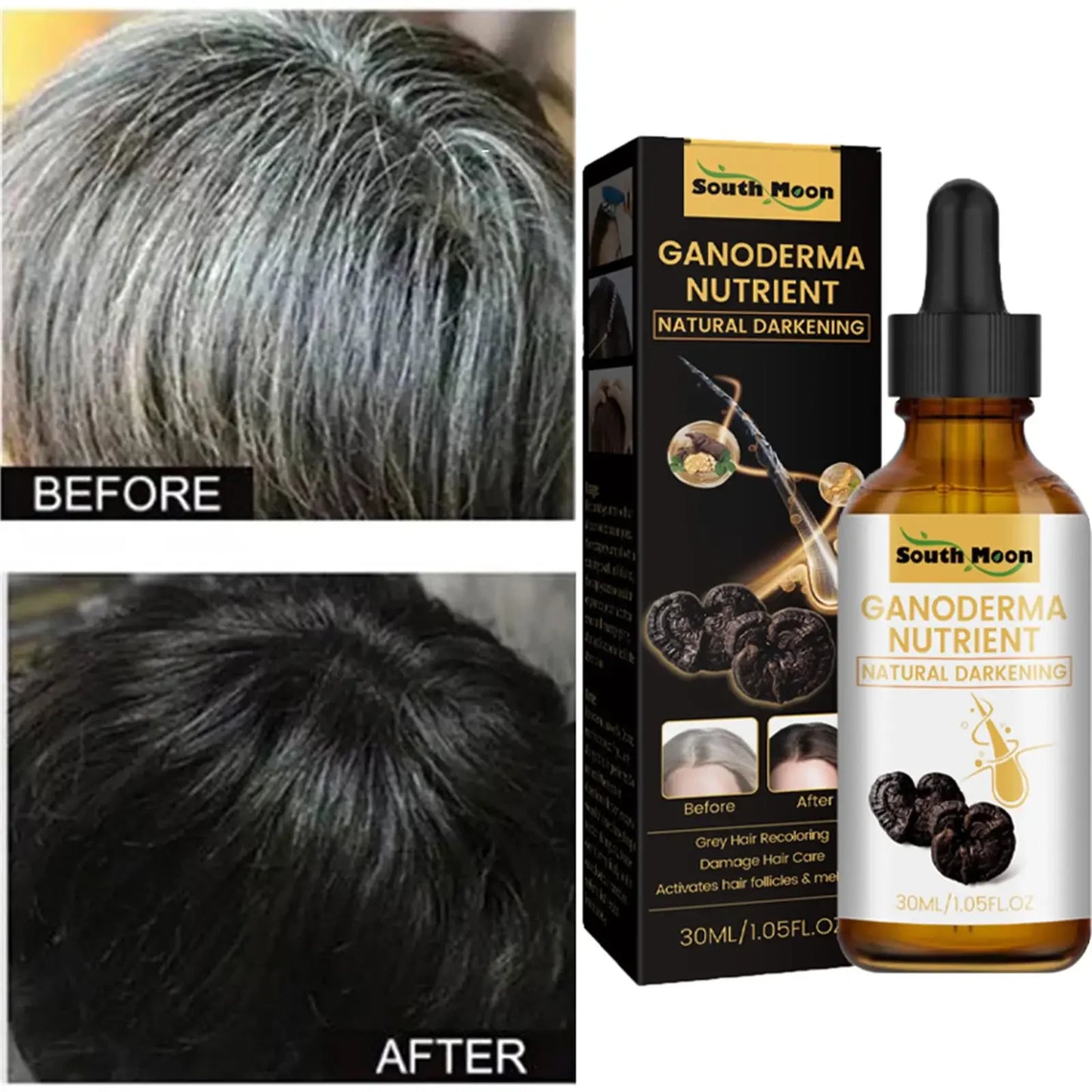 Gray White Hair Treatment Serum Liquid White To Black Natural Color Repair Nourish Products Anti Loss Hair Care for Men Women