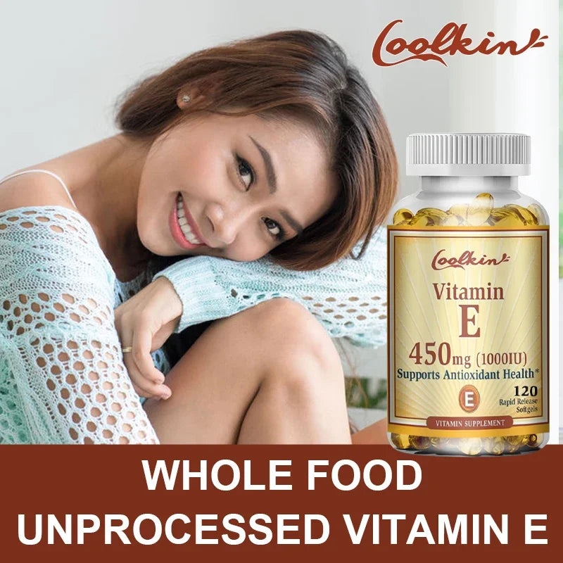 Natural Vitamin E Capsules - Brightens Skin, Tightens Skin, Reduce Wrinkles, Anti-aging, Antioxidant, Supports Immune