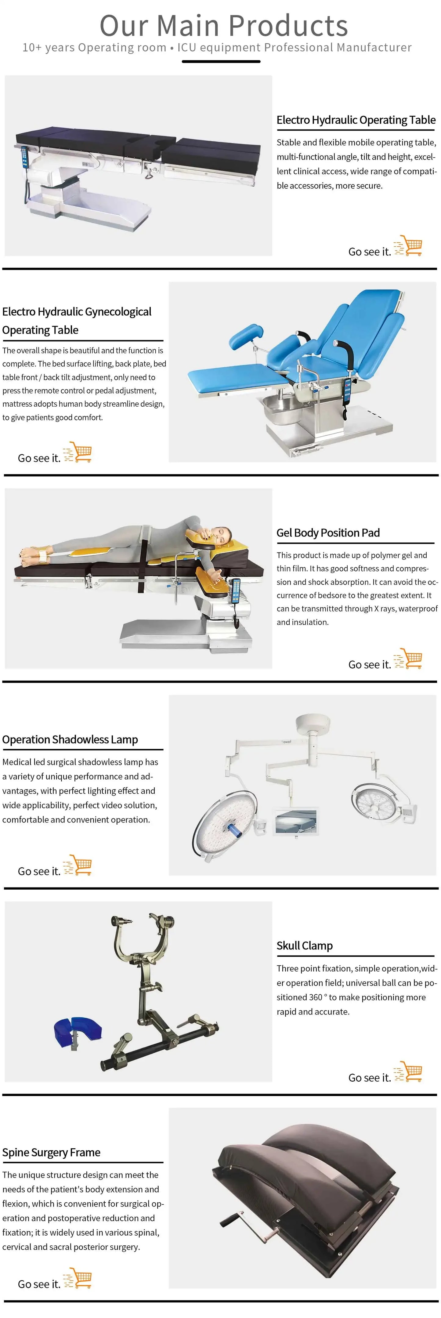 Electric -Hydraulic Imaging Bed for C arm G Arm X-Ray Machine Surgical Operating Tle Hot sale