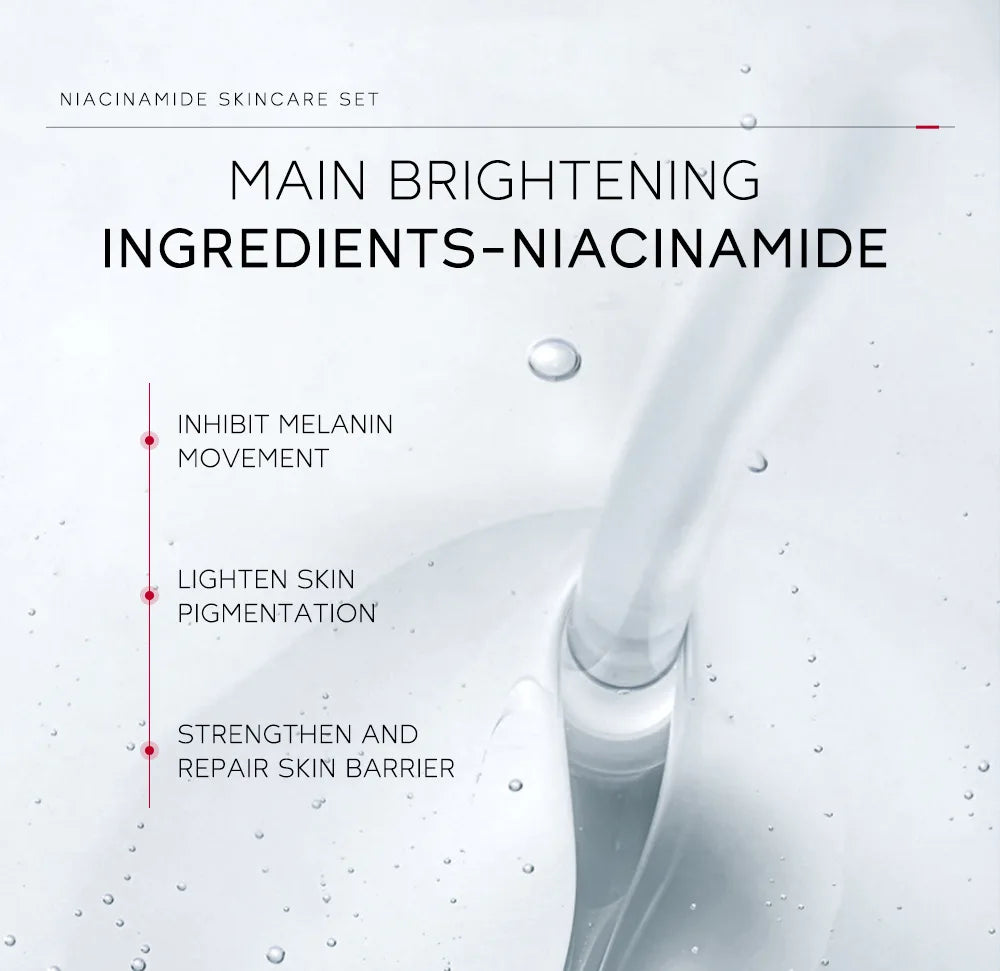Niacinamide Skin Care Set Oil Control Anti-Wrinkle Aging Fine Lines Serum Whitening cream Repair Face Nourish Toner 4 Set box