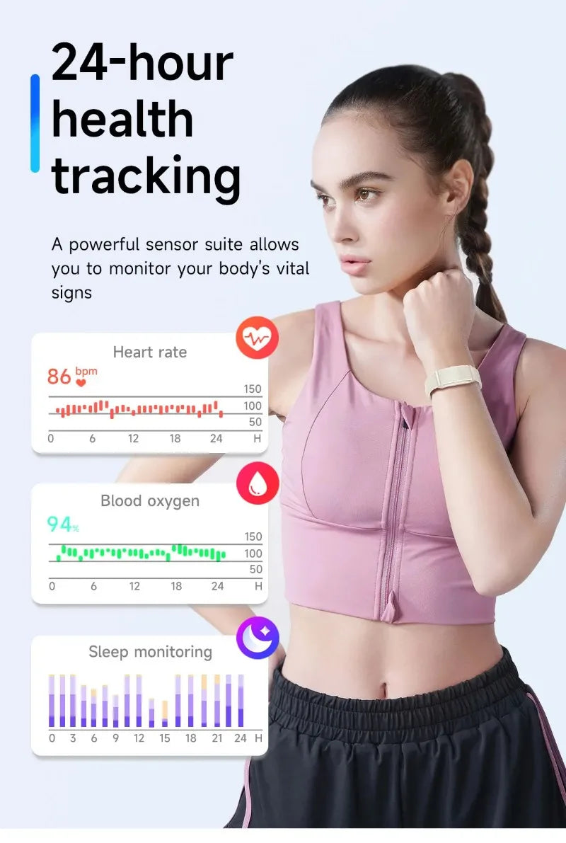 Smart Bracelet Heart Rate Blood Oxygen Health Monitoring Wristwatch Outdoor Sports Fitness Tracker SmartWatch For Men Women