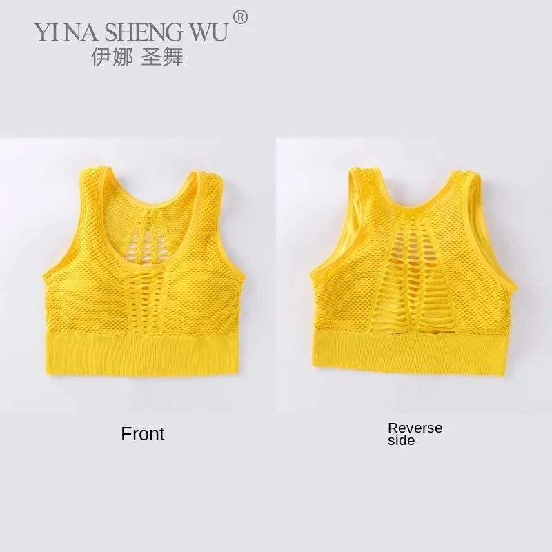 Women's Medium Mesh Support Cross Back Wirefree Removable Cups Sport Bra Tops Freedom Seamless Yoga Gym Running Sports Bras New