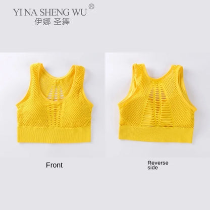 Women's Medium Mesh Support Cross Back Wirefree Removable Cups Sport Bra Tops Freedom Seamless Yoga Gym Running Sports Bras New