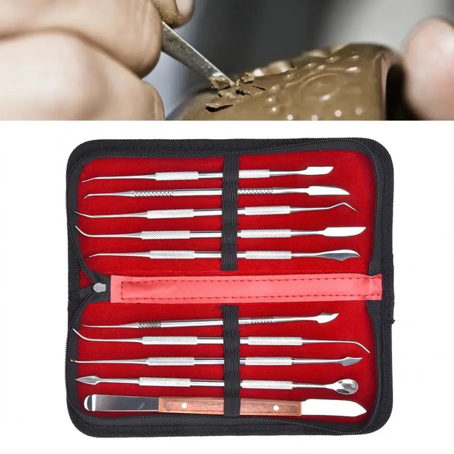 Dental Wax Sculpture Caver Kit 10 PCS/Set Stainless Steel Dentistry Spatula Knife Surgical Carving Tool for Lab Dentist