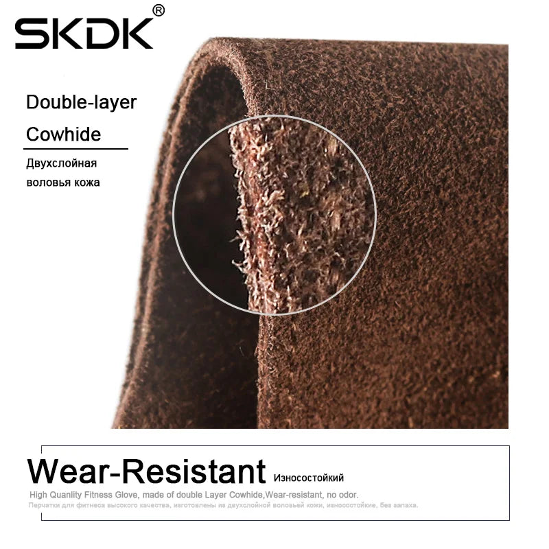 SKDK 1Pair Cowhide Gym Gloves Grips Anti-Skid Weight Lifting Grip Pads Deadlifts Workout Crossfit Fitness Gloves Palm Protection