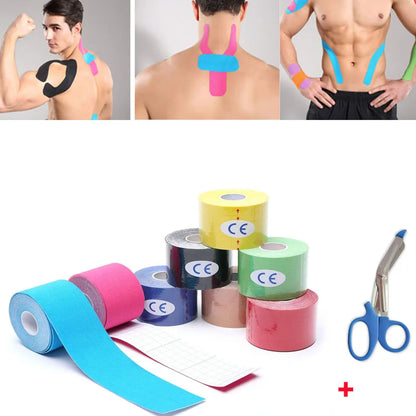 5M/2.5M Elastic Kinesiology Tape Athletic Tape Sport Recovery Tape Strapping Gym Fitness Tennis Running Knee Muscle Tape Protect