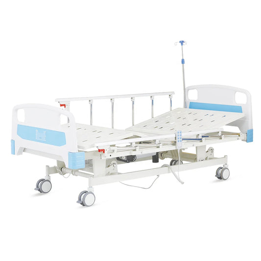 Made in Hengshui 3 Function Foldable ABS Medical ICU White Hospital Bed with Independent Casters