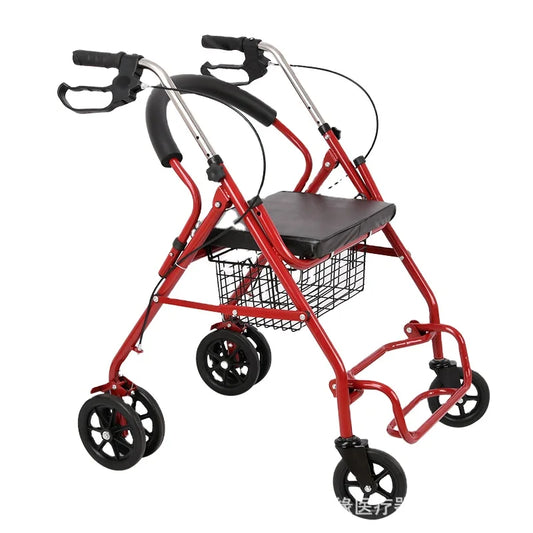 Elderly Products Medical Walker Elder Wheel Frame Walker Mobility Aluminum Alloy Hospital Two-button Folding walker