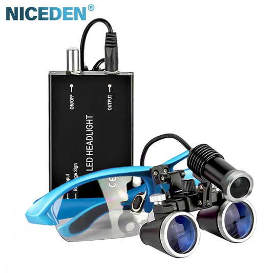 Niceden Dental Loupe 2.5X 3.5X Magnification Binocular Surgery Surgical Magnifier Headlight LED Light Dentist Medical Loupes