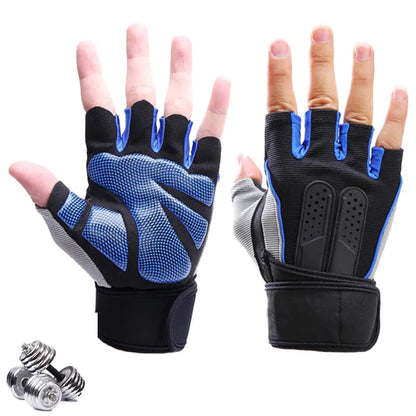 Outdoor Bodybuilding Sport Gym Gloves Wrist Wrap Weight Fitness Men Gloves Half Finger Breathable Anti-skid Support Women Gloves