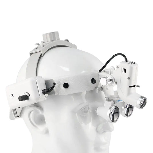2.5/3.5X 5W Lamp Headband Ajustable Dentist Surgical Headlamp Working Distance 320mm-420mm Dental LED Headlight Binocular Loupes