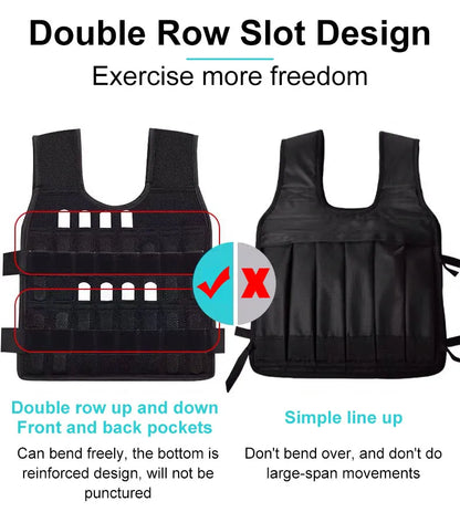 New 20kg 50kg Loading Weighted Vest Adjustable Exercise Training Fitness Jacket Gym Workout Boxing Vest Fitness Waistcoat