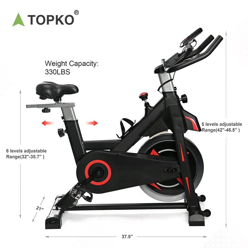 TOPKO US Warehouse Universal Body-building Fitness Spin Bike Comfortable Seat Spinning Bike