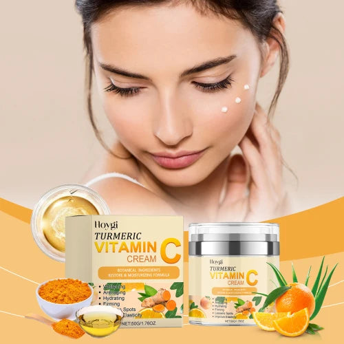 Hoygi Turmeric Vitamin C Brightening Cream  Moisturizing Even Skin Tone Lighten Acne Mark Brightening Moisturizing Cream