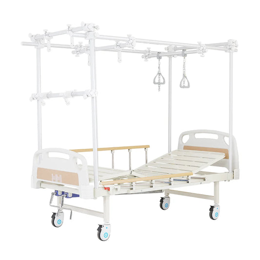 Medical Multifunctional Aluminum Alloy Manual 2 Crank Patient Orthopedic Feram Hospital Bed