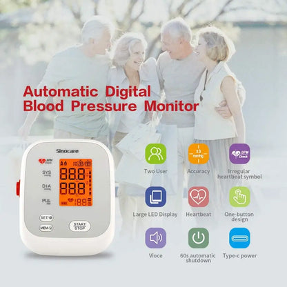 Sannuo Blood Pressure Monitor Upper Arm Blood Pressure Cuff Device Automatic Digital BP Machine Heart Rate Pulse Monitor Voice