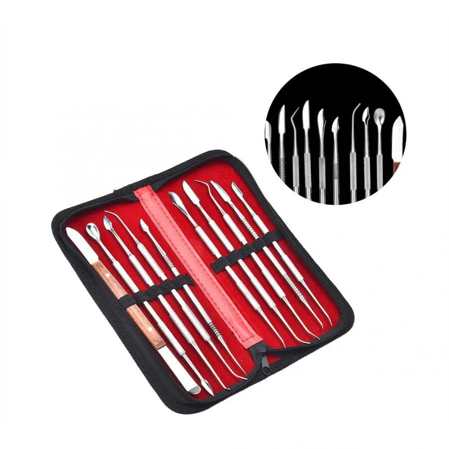 Dental Wax Sculpture Caver Kit 10 PCS/Set Stainless Steel Dentistry Spatula Knife Surgical Carving Tool for Lab Dentist