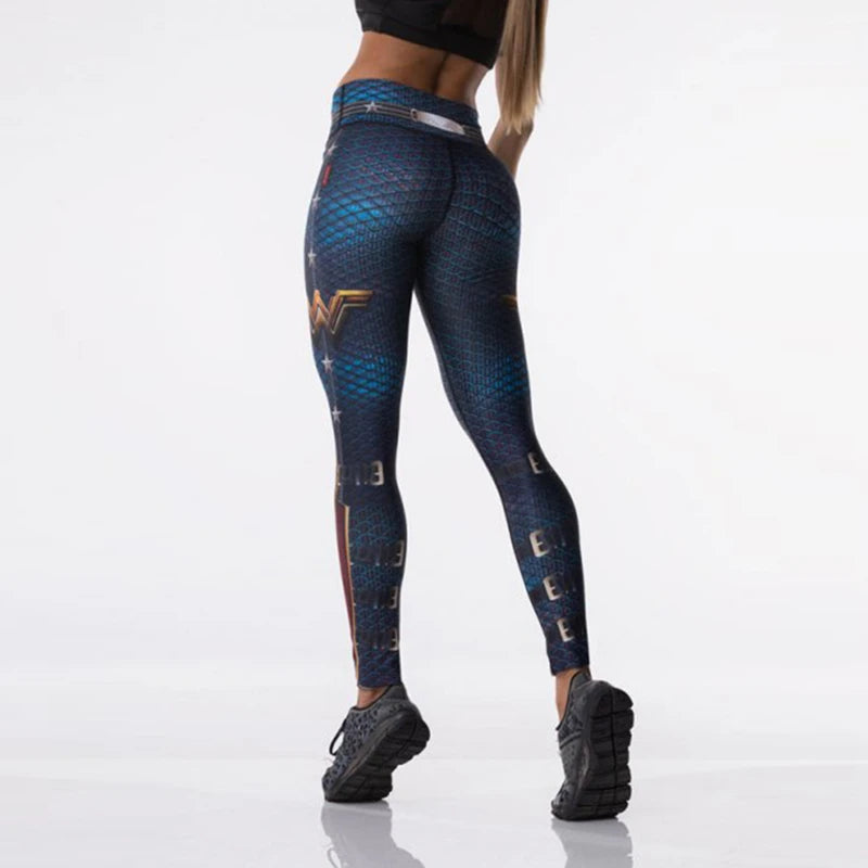 Women Sport Leggings 3D Print Elastic High Waist Yoga Pant Superhero Leggins Gym Fitness Running Tights Trouser Sportwear Female