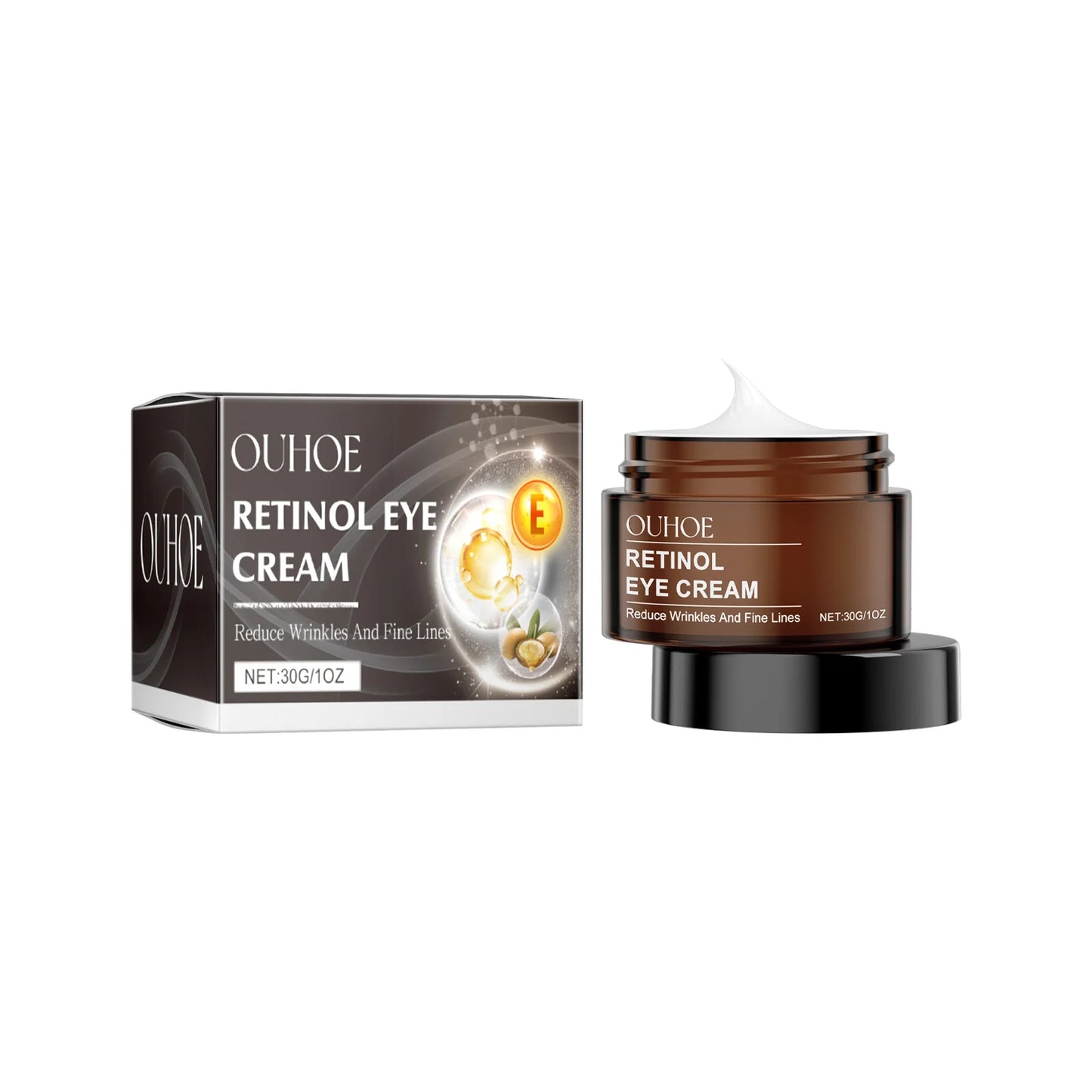 OUHOE Retinol Eye Cream with Black Rim Desalination Smoothing Fine Lines Eye Moist Nursing Play Tight Muscle Serum Form