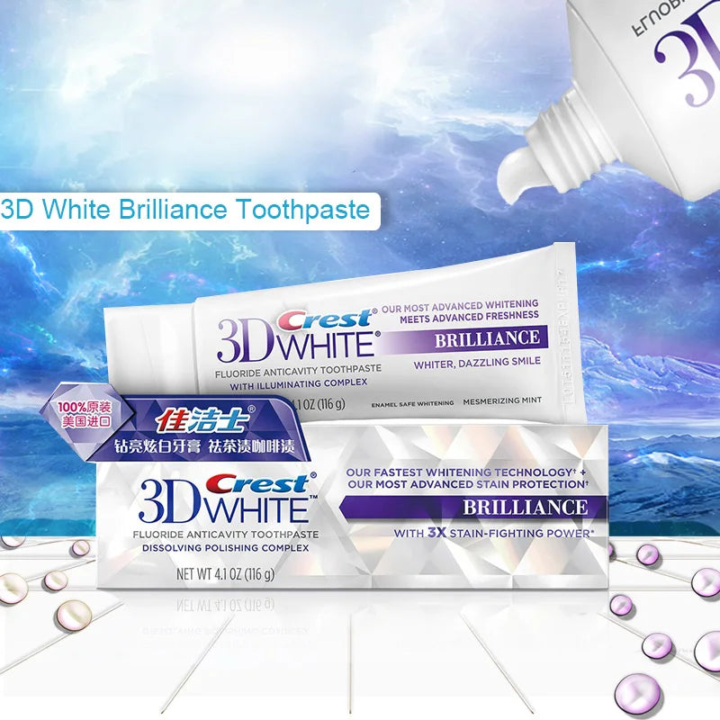 3D White Crest Toothpaste Brilliance Fluoride Anticavity Complex Tooth Paste Sensitive Gum Care Teeth Whitening Squeezer Tubes