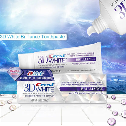 3D White Crest Toothpaste Brilliance Fluoride Anticavity Complex Tooth Paste Sensitive Gum Care Teeth Whitening Squeezer Tubes