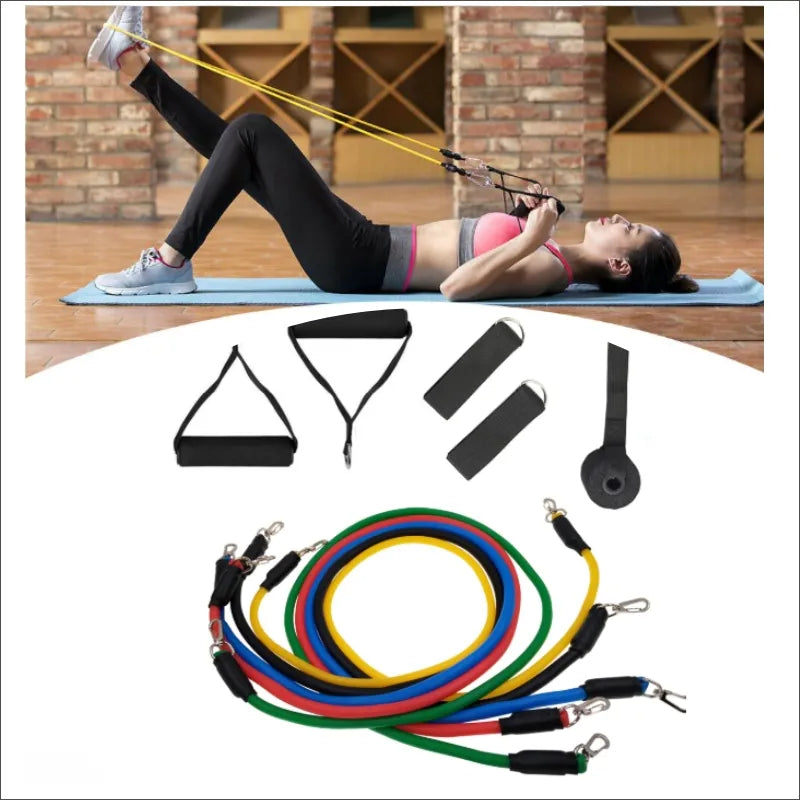 11pcs/set Pull Rope Fitness Exercises Resistance Bands Rubber Loop Tube Bands Gym Exercise Pilates Yoga Workout Equipments