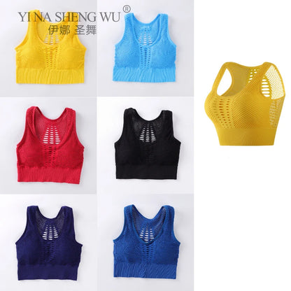 Women's Medium Mesh Support Cross Back Wirefree Removable Cups Sport Bra Tops Freedom Seamless Yoga Gym Running Sports Bras New