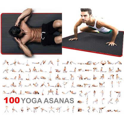 Jusenda 10MM Yoga Mat 183x61cm NBR Fitness Gym Sports Pilates Pads Carpet Edge-covered Tear Resistant Yoga Matt with Bag&Strap