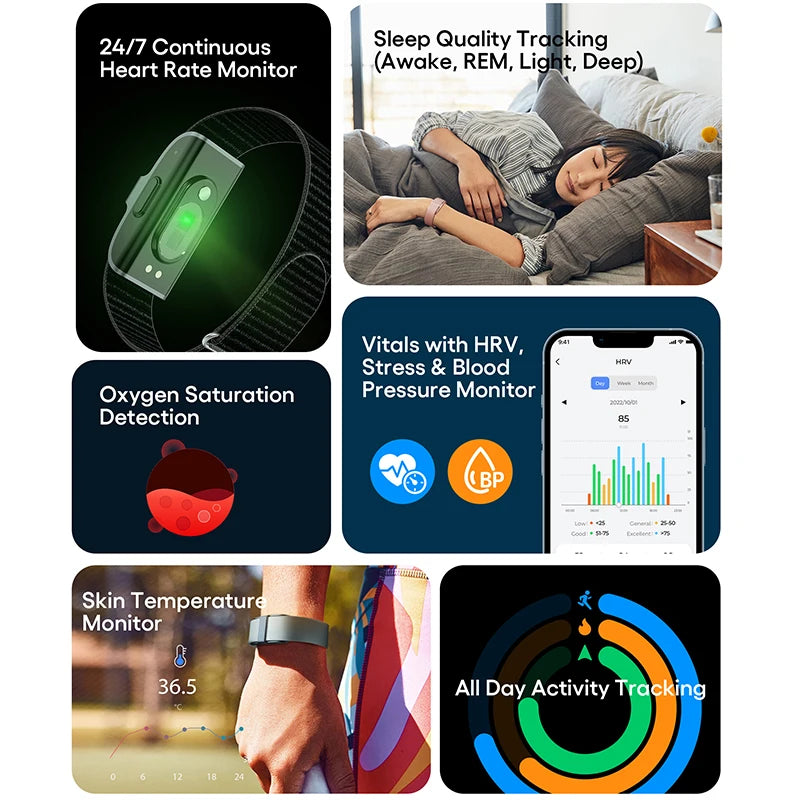 2208A Sport Fitness Tracker Smart Band Heart Rate Health Monitor Smart Wrist Bracelet Wearable Devices for Men Women Boy Girl