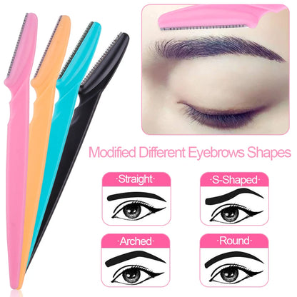 3/4/10Pcs Eyebrow Trimmer Scissors Shaver Blade Eye Brow Shaper Hair Remover Eyebrow Cutting Portable Women Beauty Makeup Tools