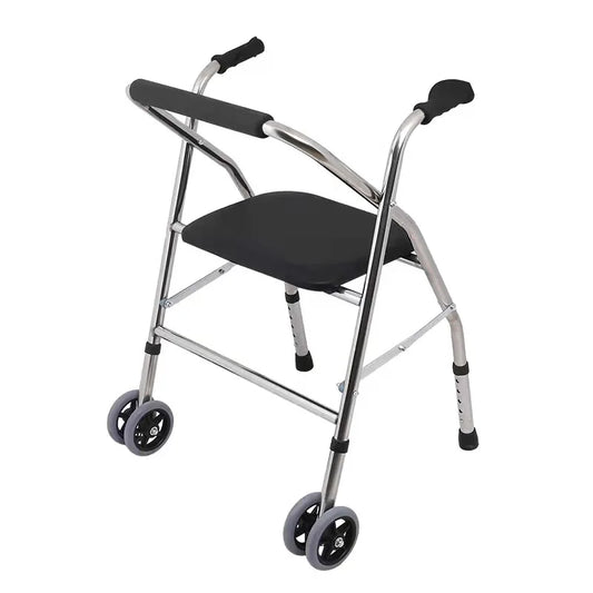 Walking Aid Manual Walker Adult Hospital Walkers for Disabled Elderly People Stainless Steel Walker