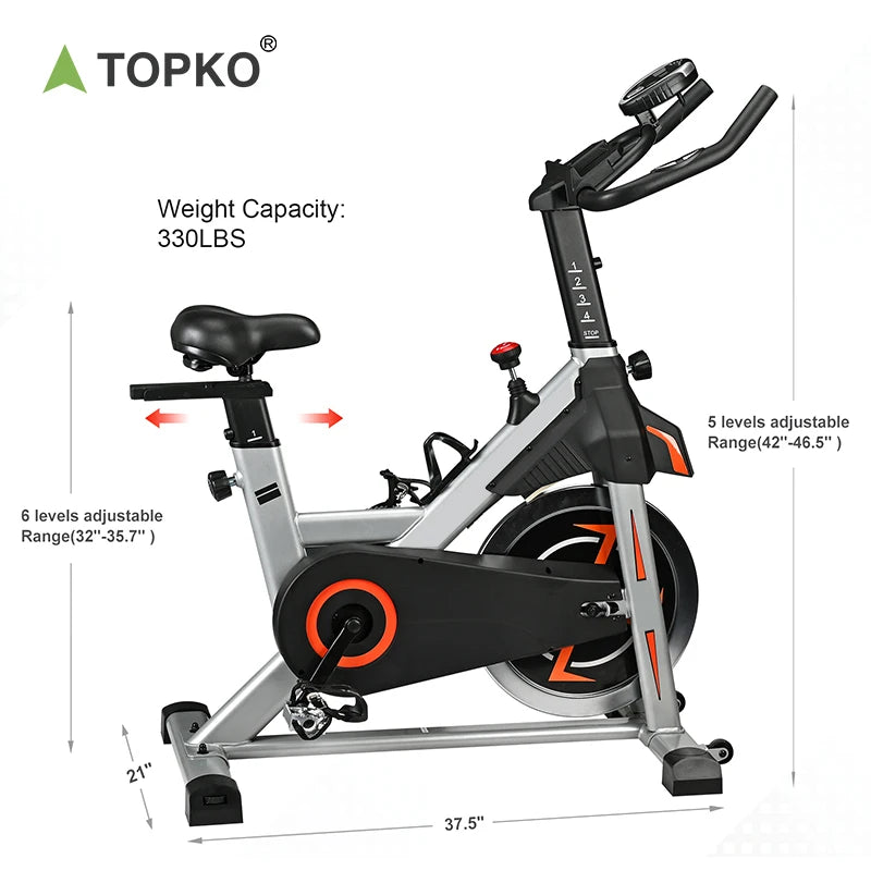 TOPKO US Warehouse Professional Fitness Aerobic Spin Bike Cardio Exercise Commercial Home Gym Training Bike