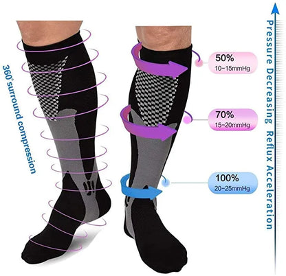 Compression Socks Running Sports Socks Medical Nursing 20-30mmhg for Flight Travel Pregnancy Edema Diabetes Varicose Veins Socks